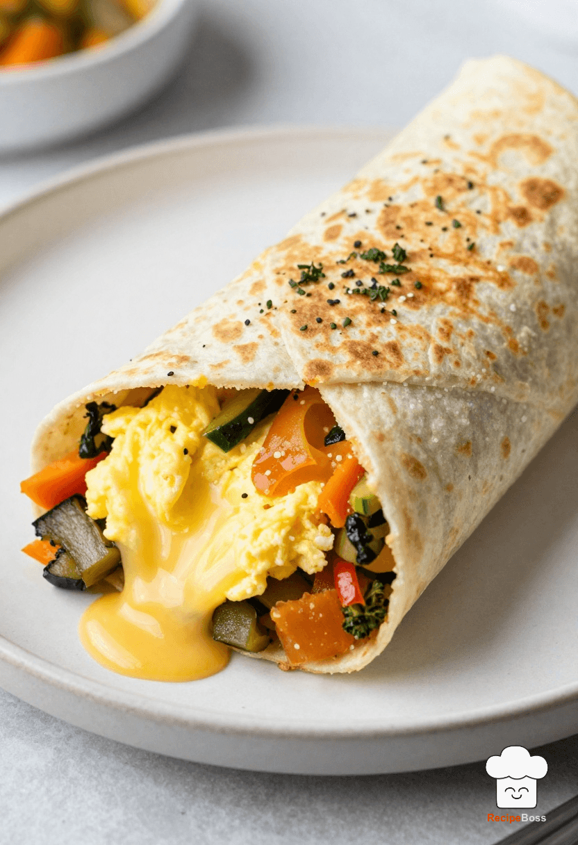Quick Veggie & Egg Breakfast Burrito