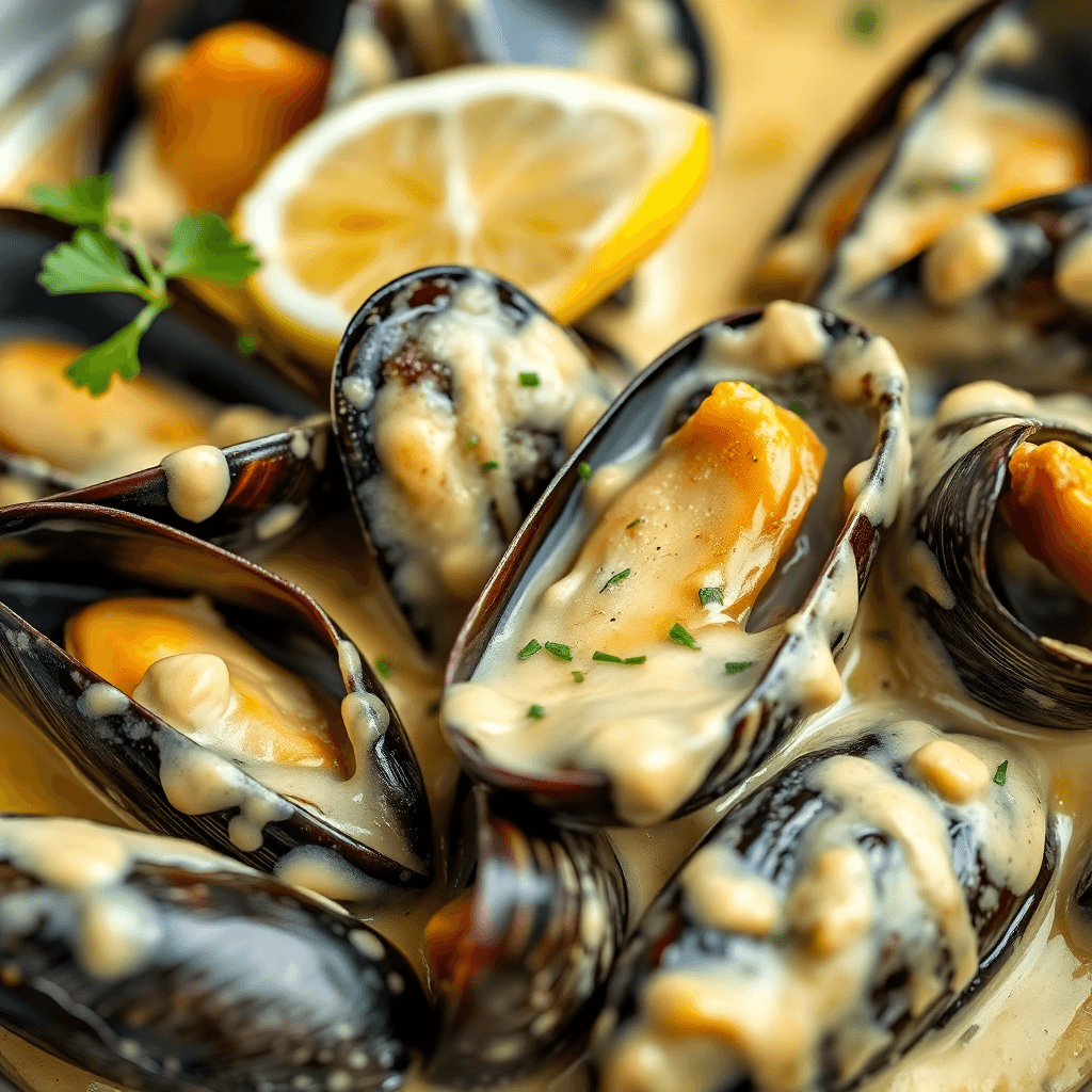 Creamy Garlic Mussels