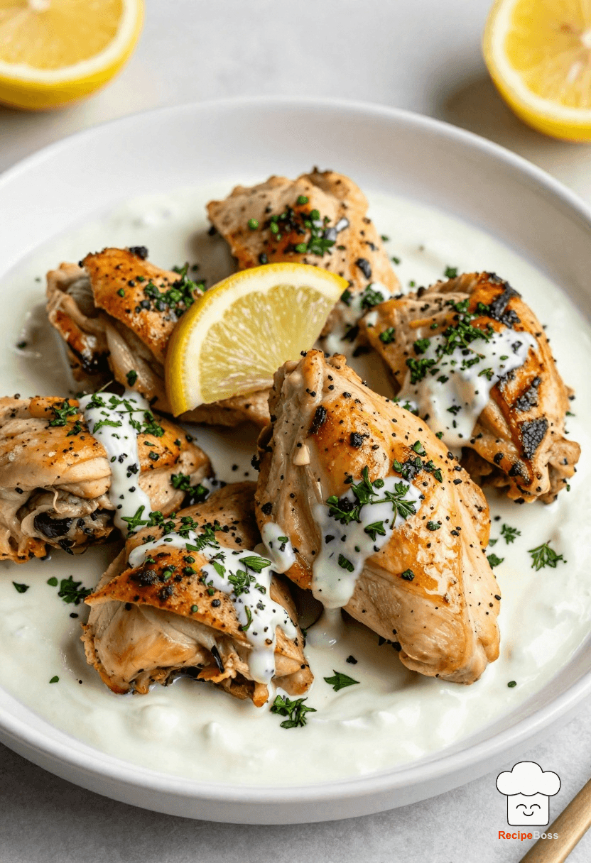 Lemon-Herb Tahini Yogurt Marinated Chicken Thighs
