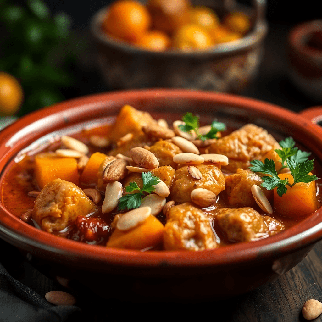 Chicken Tagine with Apricots and Almonds