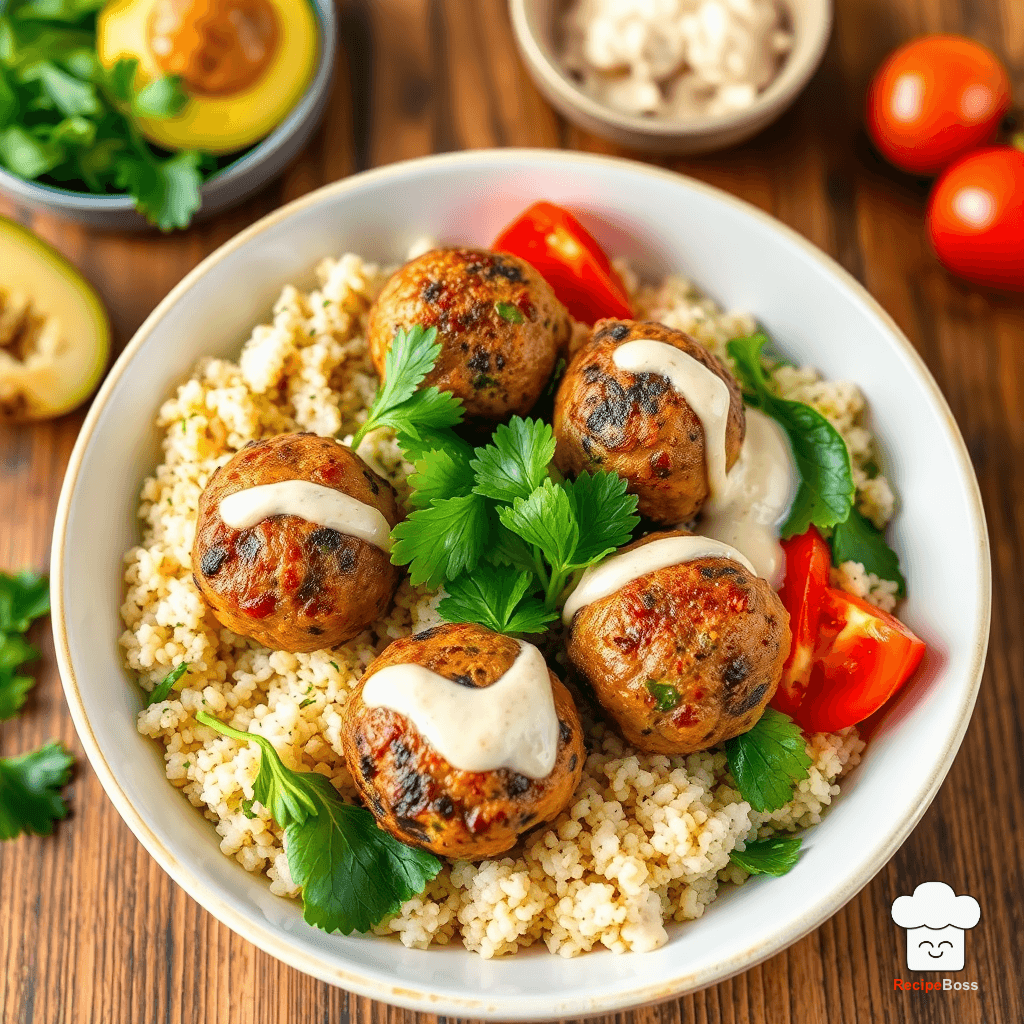 Mediterranean Chicken Meatballs Bowl