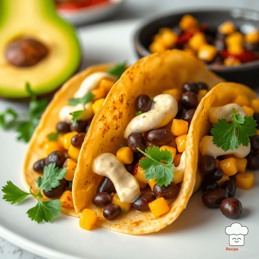 Spicy Charred Corn and Black Bean Tacos with Chipotle Crema