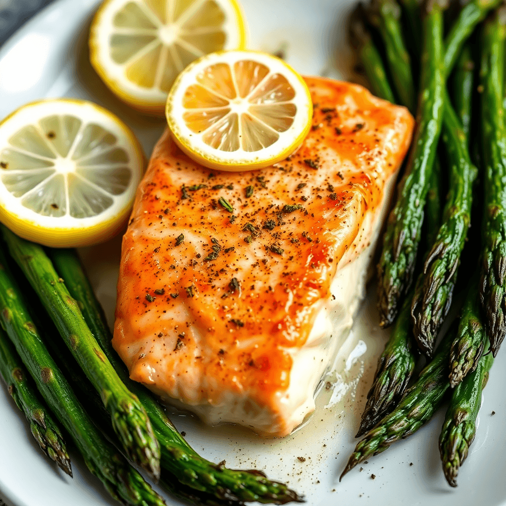 Sheet Pan Lemon Garlic Salmon with Roasted Asparagus