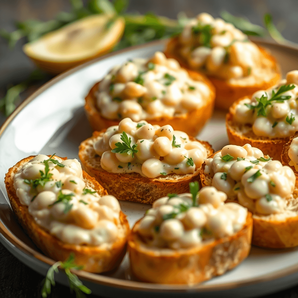 Creamy White Bean Crostini with Herbs