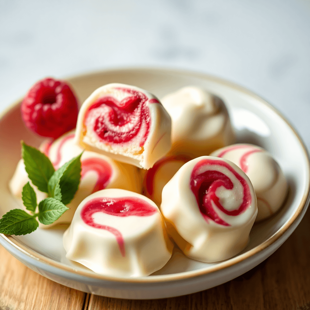 White Chocolate Truffles with Raspberry