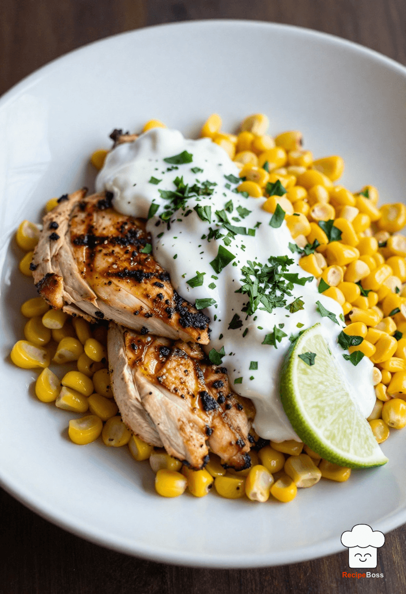 Grilled Chicken and Corn Succotash with Lime Crema