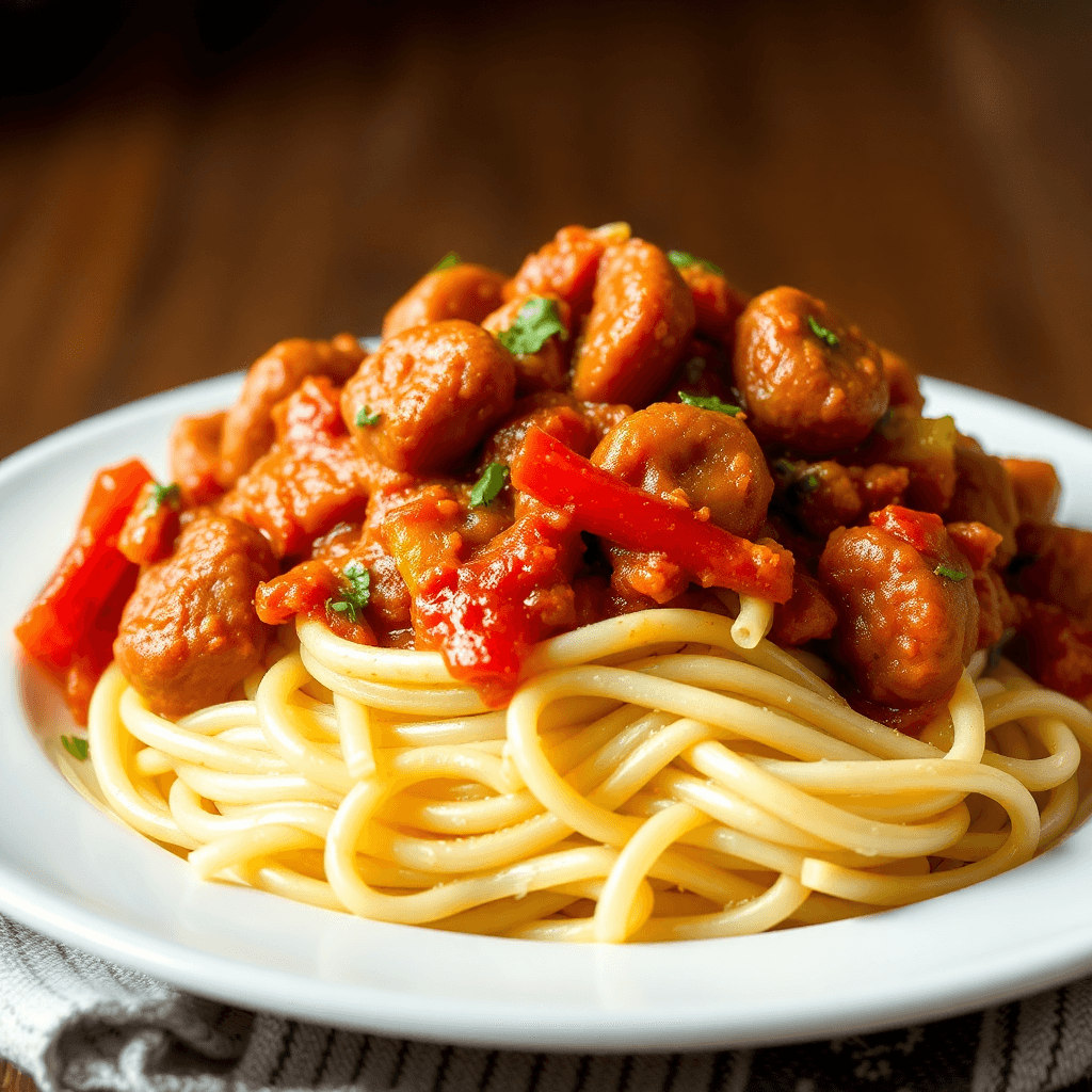 Slow Cooker Italian Sausage and Peppers Pasta