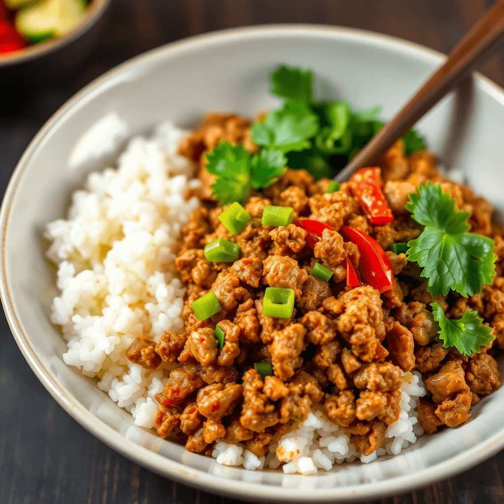 Spicy Ground Turkey and Rice Bowl
