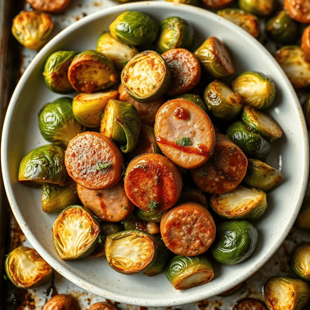 Sheet Pan Chicken Sausage and Brussels Sprouts