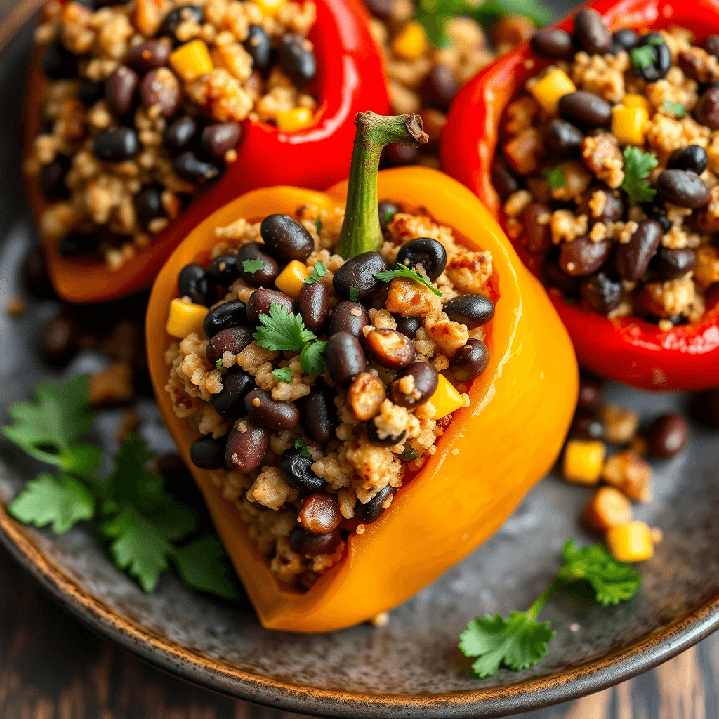 Smoky Black Beans and Quinoa Stuffed Peppers