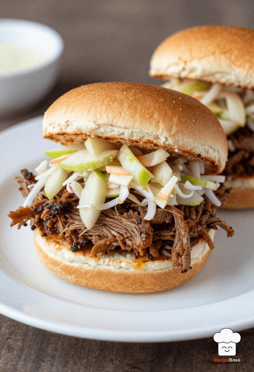 Classic Slow Cooker Pulled Pork Sliders with Tangy Apple Slaw