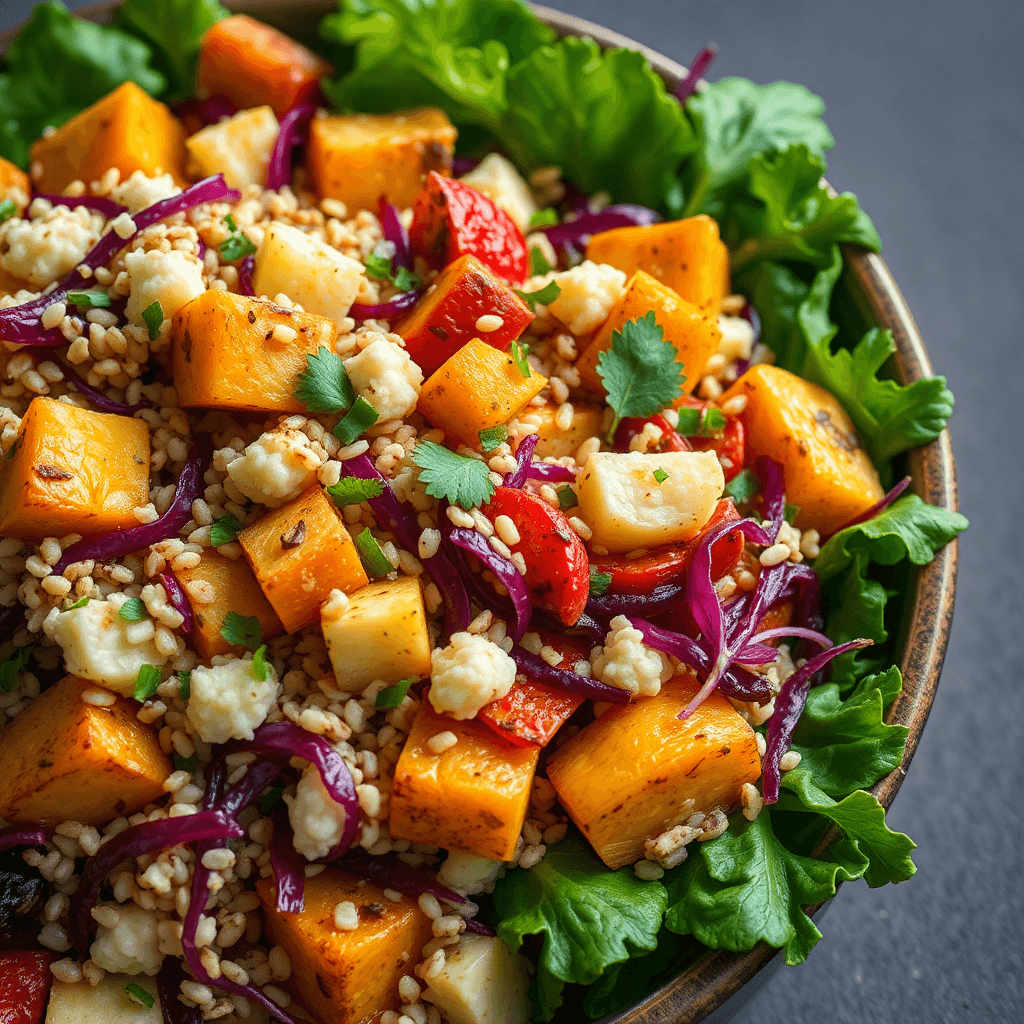 Amaranth Salad with Roasted Vegetables
