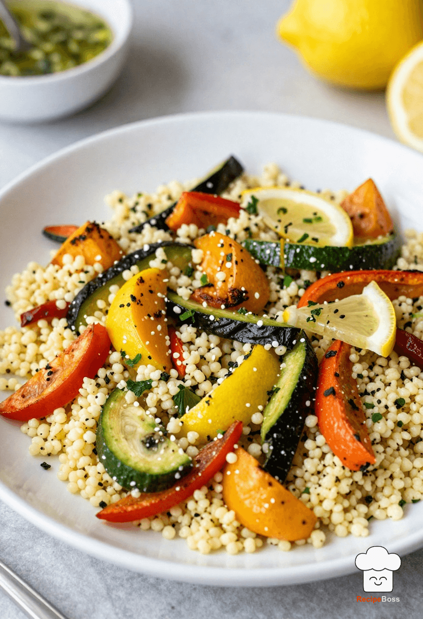 Roasted Vegetable Couscous Salad with Lemon-Herb Vinaigrette