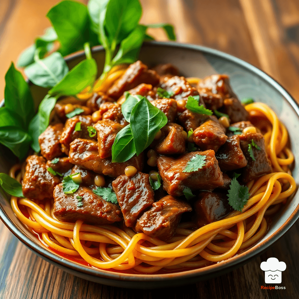 Spicy Thai Basil Beef Noodles