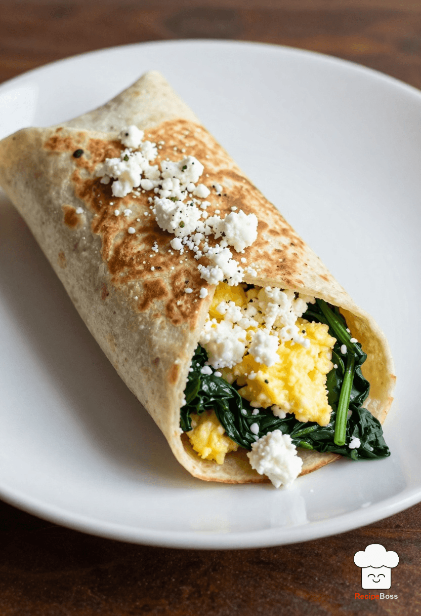 Spinach, Feta, and Egg Breakfast Burrito