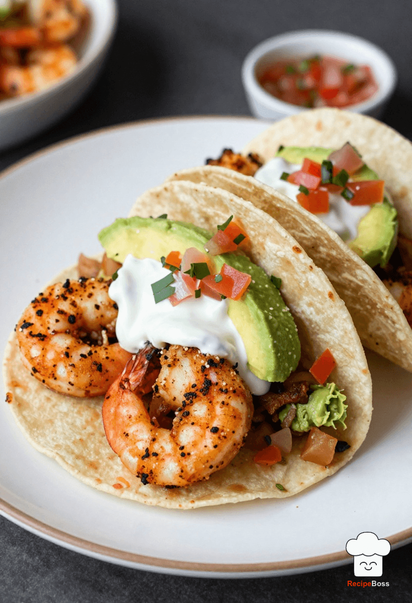 Cajun Blackened Shrimp Tacos with Avocado Crema