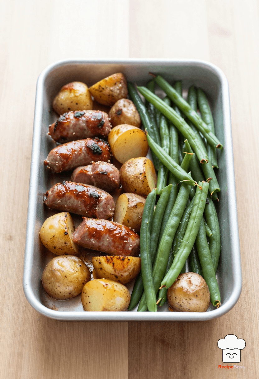 Sheet Pan Sausage Potatoes and Green Beans