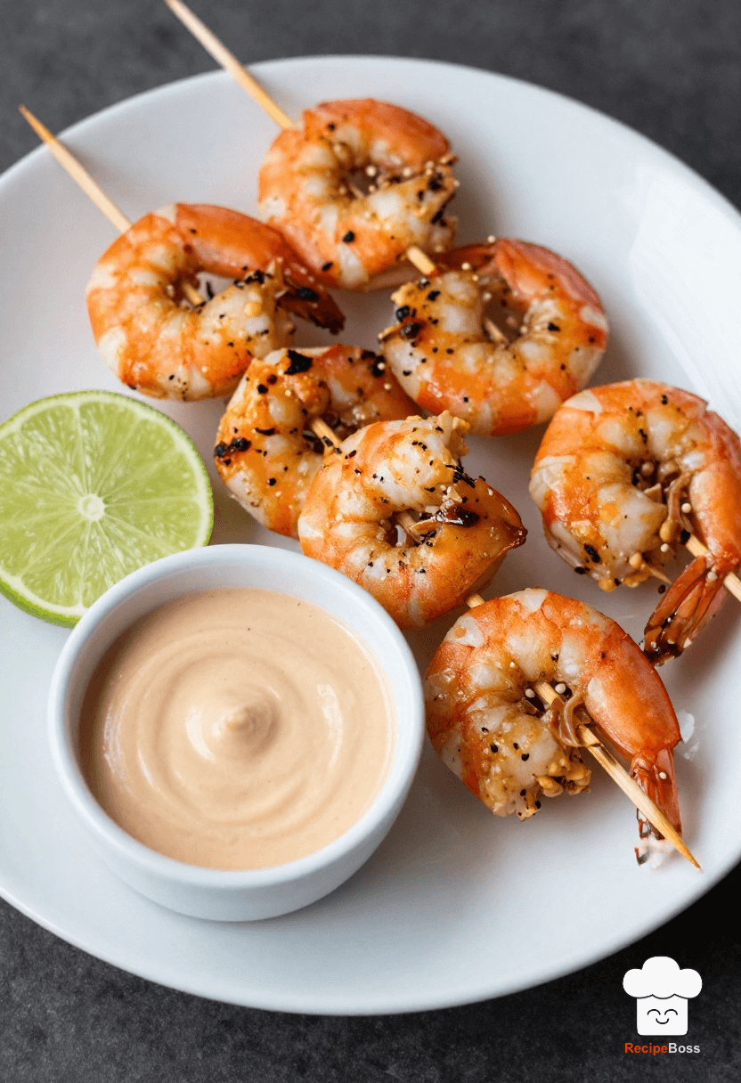 Shrimp and Lime Skewers with Peanut Dipping Sauce