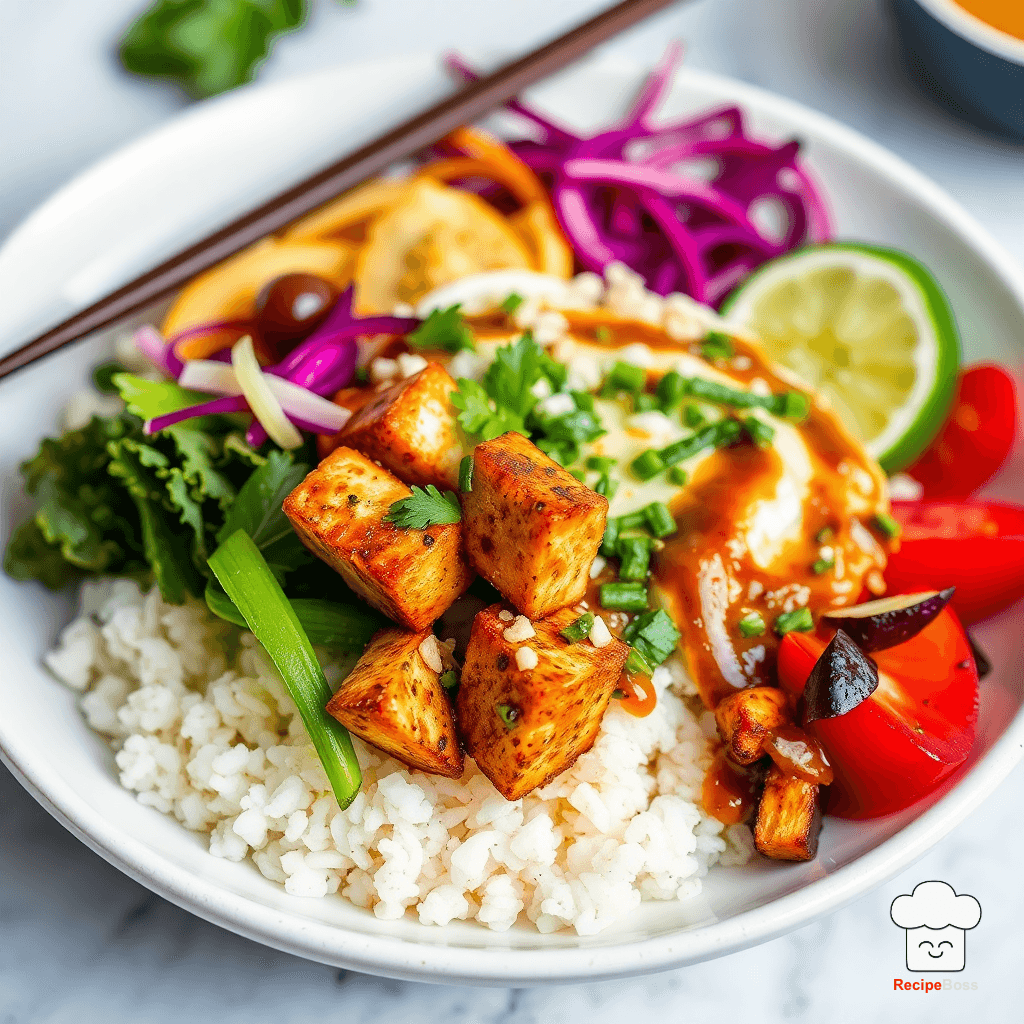 Deconstructed Tofu Poke Bowl with Sesame-Soy Dressing