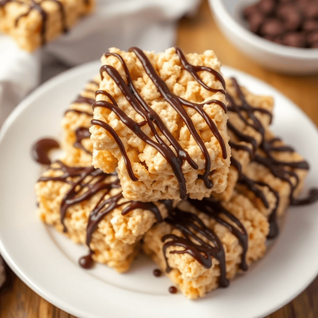 Chocolate Drizzled Crispy Treats