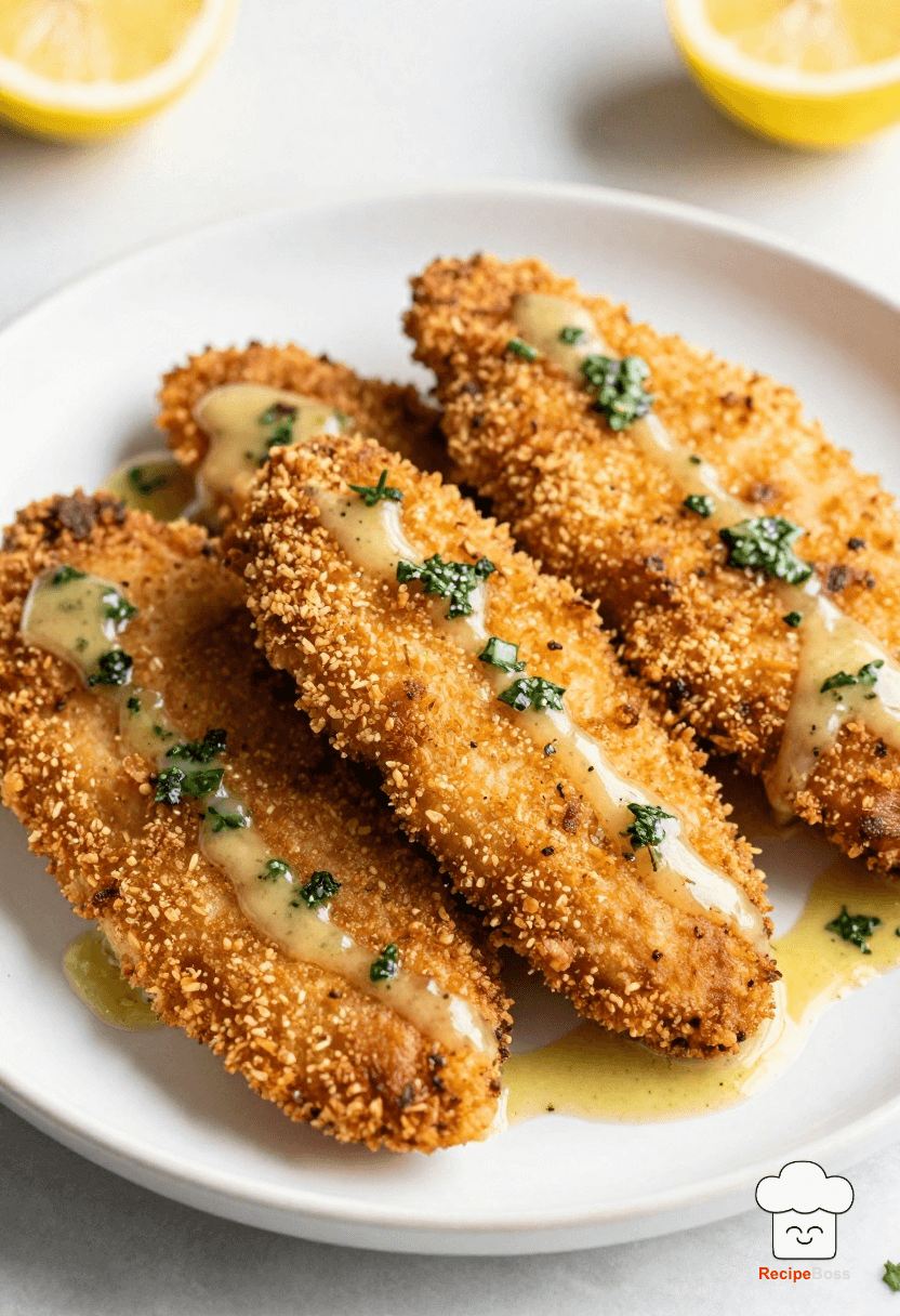 Crispy Parmesan Chicken Cutlets with Lemon-Herb Sauce