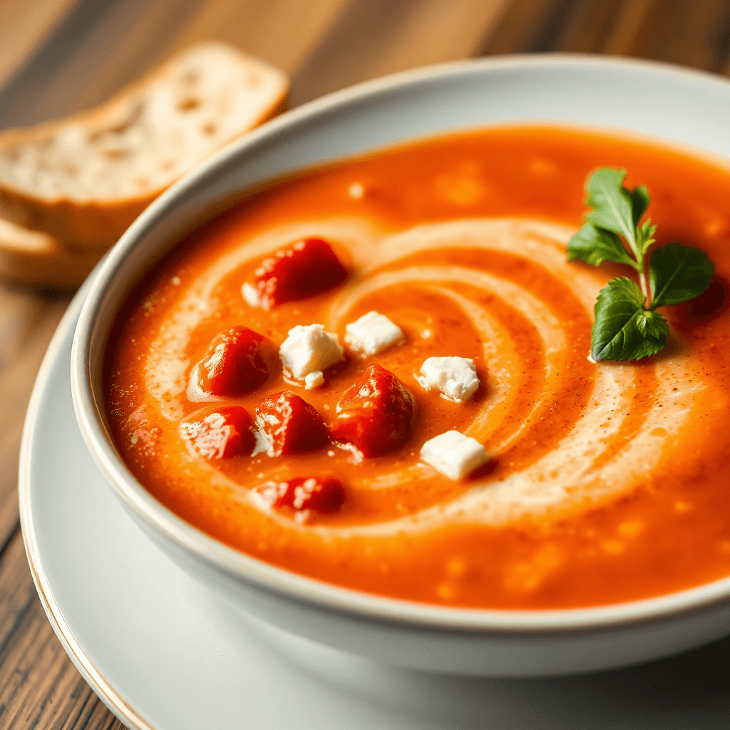 Creamy Feta and Roasted Red Pepper Soup