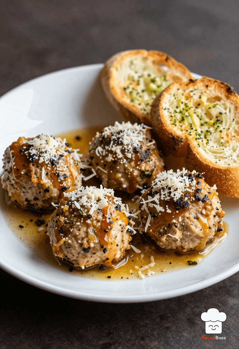 Chicken Parmesan Meatballs with Garlic Bread