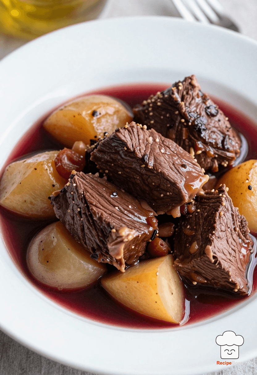 Classic Red Wine Braised Beef Pot Roast with Root Vegetables